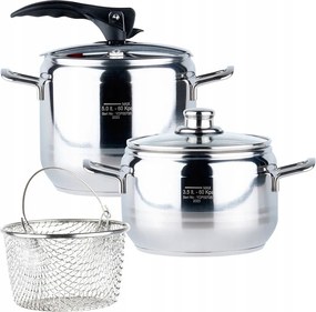 2x Orion Profi kukta acél magasnyomású edény gyors főzés 3,5+5