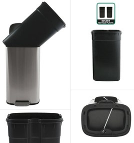 Spirella Pedálový odpadkový koš soft-close Akira50 l, kartáčovaný nerez, 50 l