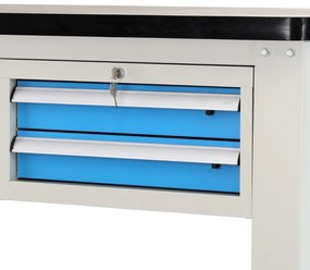 Műhelyasztal Solid MDF-12, 210 cm, 2x függő doboz, fekete