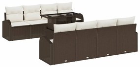 vidaXL Kerti Kanapé Szett párnával tárolóval 9 pcs Barna Poly Rattan