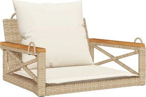 vidaXL bézs polyrattan hintapad párnákkal 63 x 62 x 40 cm
