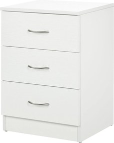 HOMCOM Modern Éjjeliszekrény 3 Fiókkal, Oldaltábla 50 kg Terhelhetőségű, 40x35x58 cm, Fehér | Aosom