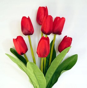 Csokor Tulipán Mesterséges Virágok Piros Virág Tulipán Virág