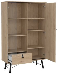 Natúr színű tálalószekrény tölgyfa dekorral 102x162x40 cm Ry – Tvilum