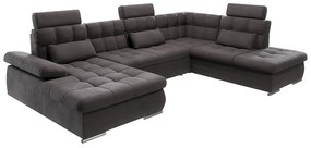 Antracitszürke kinyitható tárolóhelyes sarokkanapé (jobb oldali-U alakú) Merkur – Ropez