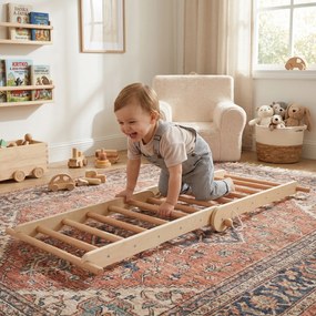 Montessori Pikler-háromszög 3 az 1-ben, természetes/színes, OPRIN