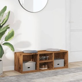 antik fa színű szerelt fa cipőtároló pad 105 x 35 x 35 cm