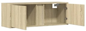 sonoma tölgy színű fali TV-szekrény LED-ekkel 100x31x35 cm