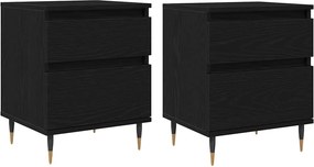 vidaXL Éjjeliszekrény 2 pcs Fekete tölgy 40 x 35 x 50 cm Faanyag