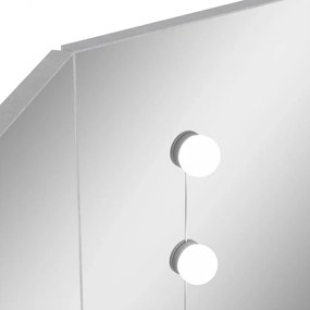 betonszürke sarok-fésülködőasztal LED-del 111x54x141,5 cm