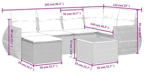 7 részes bézs polyrattan kerti ülőgarnitúra párnákkal