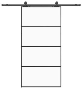 fekete ESG üveg tolóajtó fémszerelvény-szettel 102,5x205 cm