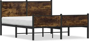 vidaXL füstös tölgy színű fém ágykeret matrac nélkül 140 x 190 cm