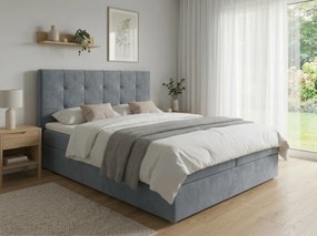 Kárpitozott boxspring ágy DIRELIS TRINITY 140x200 cm szürke Matrac: Bonell rugós matrac
