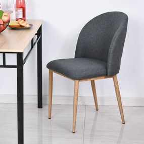 HOMCOM 2 darabos étkezőszék készlet, nappali szék fém lábakkal, imitált fából, 50 x 58 x 85 cm, szürke | Aosom