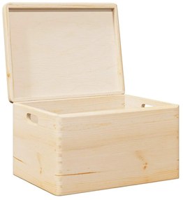 vidaXL Fa doboz fedéllel és fogantyúkkal 40x30x23 cm tömör fa fenyő