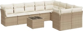 vidaXL 10 részes bézs polyrattan kerti ülőgarnitúra párnával