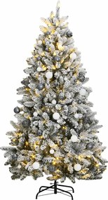 vidaXL csuklópántos műkarácsonyfa 300 LED-del és gömbökkel 180 cm