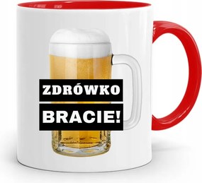 Piros Bögre Ajándék Testvérnek Egészség Testvér! fényképes nyomattal