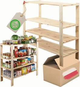 Könyvespolc játékpolc fa könyvespolc kamra 115cm Fenyő