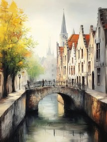 Vászonkép Canvas Város Óváros Műemlék Belgium Gent Köd 75x100