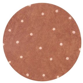 Téglavörös mosható kézi szövésű pamut gyerek szőnyeg ø140 cm Round Dot Chestnut – Lorena Canals