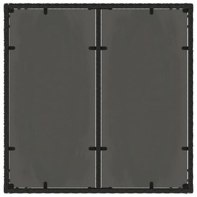fekete polyrattan üveglapos kerti asztal 90 x 90 x 75 cm