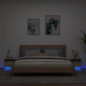 2 db sonoma tölgy színű éjjeliszekrény LED-ekkel 40x39x37 cm