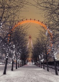 Poszter 39,5x55cm London Eye éjszaka fákkal, Assaf Frank