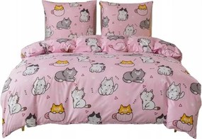 Rózsaszín Ágyneműhuzat garnitúra Cicák 160x200 2 párnahuzattal 70x80