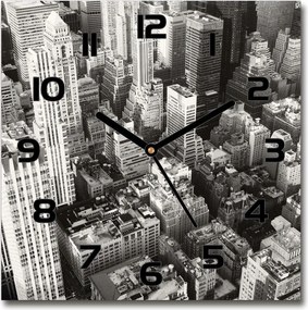 Négyzet alakú üveg falióra New York madár repülés 30x30