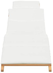 Napozó párnával Krémfehér 188 x 55 x 59 cm Tömör tíkfa