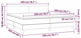 világosszürke szövet rugós és LED-es ágy matraccal 200x200 cm