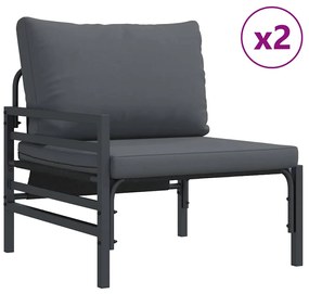Kerti Kanapé Szett 3 pcs Antracitszürke Acél