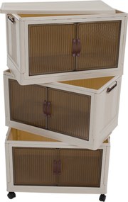 Összecsukható szekrény, fehér/barna, műanyag, POSA TYP 2