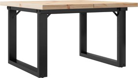 vidaXL tömör fenyőfa és acél O-vázú dohányzóasztal 70x70x40,5 cm