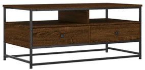 Barna tölgyszínű szerelt fa dohányzóasztal 100 x 51 x 45 cm