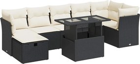 vidaXL 8 részes fekete polyrattan kerti ülőgarnitúra párnákkal