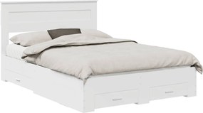 vidaXL Ágykeret fejtámlával fiókkal Fehér 140 x 190 cm Faanyag