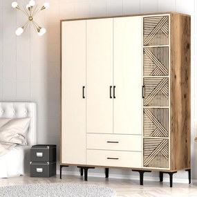 Kumsal gardróbszekrény, dió-krém, 160 cm – TR845HCT5491
