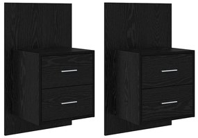 vidaXL Fali éjjeli szekrény 2 pcs Fekete tölgy 48,5 x 32,5 x 80 cm