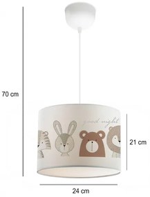 Gyerekszobai csillár CANDY 1xE27/40W/230V fehér/barna