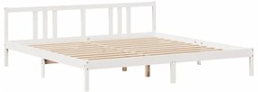 fehér tömör fenyőfa könyvespolcos ágy matrac nélkül 200x200 cm