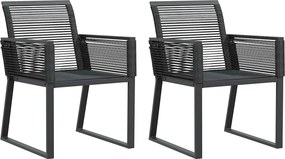 vidaXL 2 db fekete polyrattan kerti szék