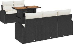 vidaXL Kerti Kanapé Szett tárolóval 6 pcs Fekete Poli rattan