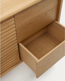 Natúr színű alacsony komód tölgyfa dekorral 105x86 cm Lenon – Kave Home