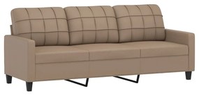 3 személyes cappuccino színű műbőr kanapé díszpárnákkal 180 cm