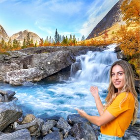 3D fotótapéta Nappali Hálószoba Vízesés Erdő Természet Tájkép 490x260 WLNK06F