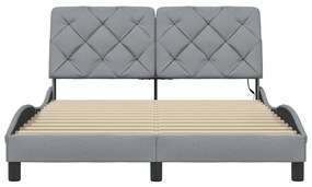 világosszürke szövet ágykeret LED-ekkel matrac nélkül 120x200cm