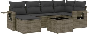 vidaXL 7 részes szürke polyrattan kerti ülőgarnitúra párnákkal